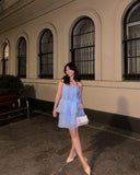 Modest A Line Strapless Blue Short Formal Homecoming Dress Middle School Short 18th Birthday Outfits Graduation Dress Cocktail Dresses HZ1121