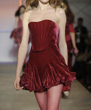 Cute A Line Strapless Velvet Burgundy Formal 8th Grade Homecoming Dresses Summer Middle School Hoco Dress Homecoming Outfits HZ1121