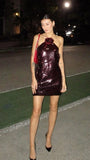 Sexy Sheath Halter Burgundy Sequin Short Formal Homecoming Dress Middle School Short 16th Birthday Outfits Graduation Dress Cocktail Dresses HZ1121