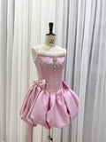 Modest Ball Gown Spaghetti Straps Satin Short Formal Homecoming Dress Middle School Short 18th Birthday Outfits Graduation Dress Cocktail Dresses HZ1121
