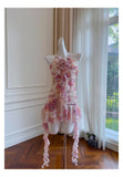 Pretty Sheath Halter Pink Floral Chiffon Short Formal Homecoming Dresses Middle School Short 21st Birthday Outfits Graduation Dress Mini Cocktail Dresses HZ1121
