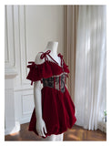 Aesthetic Ball Gown Burgundy Velvet Short Mini Feathers Formal Homecoming Dress Short Cocktail Outfits Graduation Dress Mini Hoco Dress HZ1121