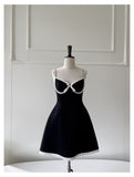 Pretty A Line Spaghetti Straps Black Satin Short Formal Homecoming Dresses Middle School Short 21st Birthday Outfits Graduation Dress Mini Cocktail Dresses HZ1121
