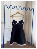 Pretty A Line Spaghetti Straps Little Black Dress Satin Short Formal Homecoming Dresses Middle School Short 21st Birthday Outfits Graduation Dress Mini Cocktail Dresses HZ1121