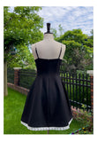 Pretty A Line Spaghetti Straps Little Black Dress Satin Short Formal Homecoming Dresses Middle School Short 21st Birthday Outfits Graduation Dress Mini Cocktail Dresses HZ1121