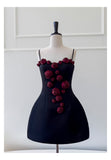 Pretty Ball Gown Spaghetti Straps Little Black Dress Formal Homecoming Dresses Middle School Short 21st Birthday Outfits Graduation Dress Mini Cocktail Dresses HZ1121