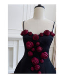 Pretty Ball Gown Spaghetti Straps Black Short Formal Homecoming Dresses Middle School Short 21st Birthday Outfits Graduation Dress Mini Cocktail Dresses HZ1121