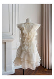 Pretty A line V Neck Ivory Chiffon Short Formal Homecoming Dresses Middle School Short 21st Birthday Outfits Graduation Dress Mini Cocktail Dresses HZ1121