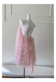 Pretty A Line High Neck Pink Lace Formal Homecoming Dresses Middle School Short 21st Birthday Outfits Graduation Dress Mini Cocktail Dresses HZ1121