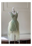 Pretty A Line Sage Green Tulle Formal Homecoming Dresses Middle School Short 21st Birthday Outfits Graduation Dress Mini Cocktail Dresses HZ1121
