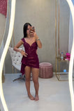 Cute Sheath Grape Sequin Short Homecoming Dress Summer Hoco Dresses Mini Night Cocktail Dress HZ1121