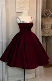 Cute Ball Gown Spaghetti Straps Wine Red Short Formal 8th Grade Homecoming Dresses Summer Middle School Hoco Dress Homecoming Outfits HZ1121