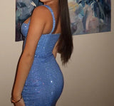 Pretty Sheath Sweetheart Blue Sequin Formal Homecoming Dresses 21st Birthday Outfits Graduation Dress Short Mini Cocktail Dresses HZ1121