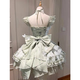 Vintage Ball Gown Square Neck Mint Green Lace Summer 16th Birthday Dress Lolita Dress Mini 18th Birthday Outfits Short Lolita Outfit HZ1121
