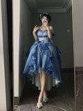 Vintage Ball Gown Off The Shoulder Half Sleeves 21st Birthday Dress Lolita Dress Blue 20th Birthday Outfits HZ1121