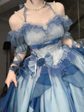Vintage Ball Gown Off The Shoulder Half Sleeves 21st Birthday Dress Lolita Dress Blue 20th Birthday Outfits HZ1121