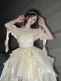 Vintage Ball Gown Off The Shoulder Half Sleeves 21st Birthday Dress Lolita Dress Ivory Long Birthday Outfits HZ1121