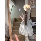 Cute A line Square Neck White Short Mini Summer 16th Birthday Dress Lolita Dress Mini 18th Birthday Outfits Lolita Outfit HZ1121