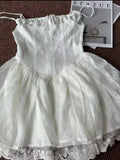 Cute A Line Spaghetti Straps White Lace Formal Homecoming Dresses Short 16th Birthday Outfits Graduation Dress Mini Cocktail Dresses HZ1121