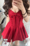 Pretty A Line Red Satin Formal Homecoming Dresses Short 21st Birthday Outfits Graduation Dress Mini Cocktail Dresses HZ1121