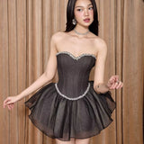 Pretty Ball Gown Sweetheart Black Formal Homecoming Dresses Short 21st Birthday Outfits Graduation Dress Mini Cocktail Dresses HZ1121