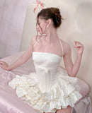 Modest Ball Gown Strapless Pink Satin Short Formal Homecoming Dress Middle School Short 20th Birthday Outfits Graduation Dress Cocktail Dresses HZ1121