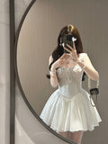 Simple A line Square Neck White Short Homecoming Dress Summer Hoco Dresses Mini Cocktail Dress HZ1121