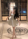 Simple A line Square Neck Black Short Homecoming Dress Summer Hoco Dresses Mini Cocktail Dress HZ1121