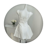 Simple A line Square Neck Black Short Homecoming Dress Summer Hoco Dresses Mini Cocktail Dress HZ1121