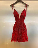 Trendy A line Spaghetti Straps Red Tulle Mini Short Formal 8th Grade Homecoming Dresses Summer Middle School Hoco Dress Homecoming Outfits HZ1121
