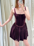 Cute A Line Square Neck Burgundy Velvet Formal Homecoming Dresses 18th Birthday Outfits Graduation Dress Short Mini Hoco Dresses HZ1121