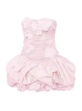 Modest Ball Gown Strapless Satin Lace Formal Homecoming Dresses Short 16th Birthday Outfits Graduation Dress Mini Hoco Dresses HZ1121