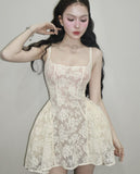 Cute Ball Gown Square Sage Green Lace Short Mini Formal 8th Grade Homecoming Dresses Middle School Cocktail Dress Hoco Outfits HZ1121