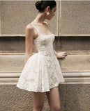 Cute Ball Gown Square Sage Green Lace Short Mini Formal 8th Grade Homecoming Dresses Middle School Cocktail Dress Hoco Outfits HZ1121