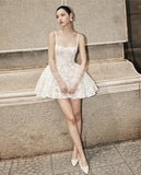 Cute Ball Gown Square White Lace Short Mini Formal 8th Grade Homecoming Dresses Middle School Cocktail Dress Hoco Outfits HZ1121