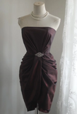 Vintage A line Strapless Burgundy Taffeta Formal Homecoming Dresses 18th Birthday Outfits Graduation Dress Short Mini Hoco Dresses HZ1121