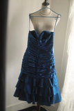 Vintage Sheath Sweetheart Satin Navy Blue Formal Homecoming Dresses 18th Birthday Outfits Graduation Dress Short Mini Hoco Dresses HZ1121