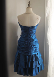 Vintage Sheath Sweetheart Satin Navy Blue Formal Homecoming Dresses 18th Birthday Outfits Graduation Dress Short Mini Hoco Dresses HZ1121