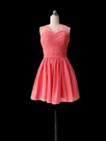 Retro A Line V Neck Chiffon Formal Homecoming Dresses 18th Birthday Outfits Graduation Dress Short Mini Hoco Dresses HZ1121