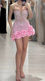 Modest Sheath Sweetheart Pink Sequin Formal Homecoming Dresses 8th Grad Dance Graduation Dress Short Hoco Dresses HZ1121