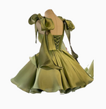 Pretty Ball Gown Spaghetti Straps Pink Satin Short Mini Formal 8th Grade Homecoming Dress Summer Middle School Hoco Dresses Birthday Outfits HZ1121