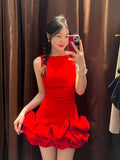 Princess Sheath Scoop Red Satin Formal Homecoming Dresses 8th Grad Dance Graduation Dress Short Hoco Dresses HZ1121