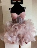 Princess Ball Gown Spaghetti Straps Tulle Formal Homecoming Dresses 8th Grad Dance Graduation Dress Short Hoco Dresses HZ1121