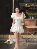 Cute Ball Gown Square Neck Satin Formal Homecoming Dresses 8th Grad Dance Graduation Dress Short Hoco Dresses HZ1121