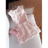 Elegant A line Scoop Lace Short White Mini Formal 8th Grade Homecoming Dresses Middle School Cocktail Dress Hoco Outfits HZ1121