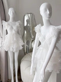 Cute A Line V Neck Chiffon Pink Short Mini Formal 8th Grade Homecoming Dresses Middle School Cocktail Dress Hoco Outfits HZ1121