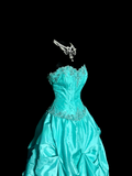 Vintage Ball Gown Sweetheart Blue Taffeta Long Puffy Skirt Long Prom Dresses Party Dress 21st Birthday Outfits Graduation Dresses HZ1121
