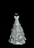 Elegant Ball Gown Sweetheart Silver Satin Long Prom Dresses Party Dress 18th Birthday Outfits Graduation Dresses HZ1121