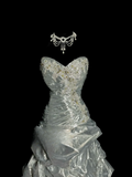 Elegant Ball Gown Sweetheart Silver Satin Long Prom Dresses Party Dress 18th Birthday Outfits Graduation Dresses HZ1121