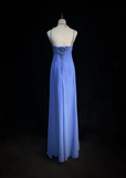 Retro A Line Spaghetti Straps Royal Blue Chiffon With Beads Long Prom Dresses Party Dress 21st Birthday Outfits Prom Gowns HZ1121